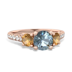 Aquamarine Pave Trellis 14K Rose Gold ring R5500