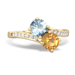 Aquamarine Channel Set Two Stone 14K Yellow Gold ring R5303