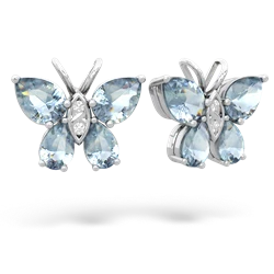 Aquamarine Butterfly 14K White Gold earrings E2215