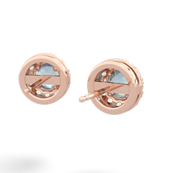 Aquamarine Diamond Halo 14K Rose Gold earrings E5370