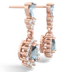 Aquamarine Halo Pear Dangle 14K Rose Gold earrings E1882