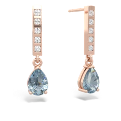Aquamarine Art Deco Diamond Drop 14K Rose Gold earrings E5324