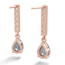 Aquamarine Art Deco Diamond Drop 14K Rose Gold earrings E5324