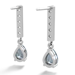 Aquamarine Art Deco Diamond Drop 14K White Gold earrings E5324
