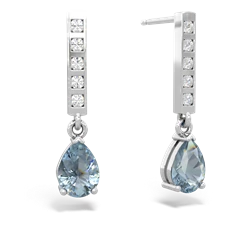 Aquamarine Art Deco Diamond Drop 14K White Gold earrings E5324