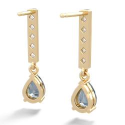 Aquamarine Art Deco Diamond Drop 14K Yellow Gold earrings E5324