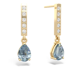Aquamarine Art Deco Diamond Drop 14K Yellow Gold earrings E5324