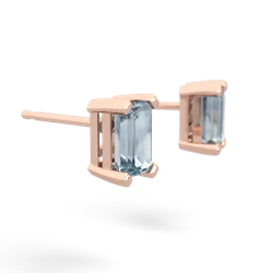 Aquamarine 6X4mm Emerald-Cut Stud 14K Rose Gold earrings E1855