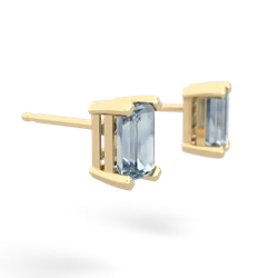 Aquamarine 6X4mm Emerald-Cut Stud 14K Yellow Gold earrings E1855