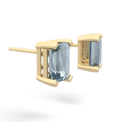 Aquamarine 7X5mm Emerald-Cut Stud 14K Yellow Gold earrings E1856