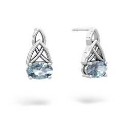 Aquamarine Celtic Trinity Knot 14K White Gold earrings E2389