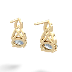 Aquamarine Celtic Trinity Knot 14K Yellow Gold earrings E2389