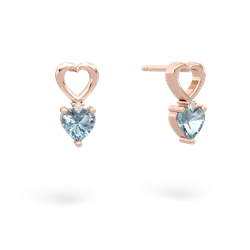 Aquamarine Four Hearts 14K Rose Gold earrings E2558