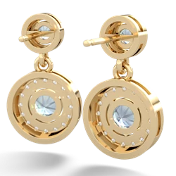 Aquamarine Halo Dangle 14K Yellow Gold earrings E5319