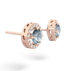 Aquamarine Halo 14K Rose Gold earrings E5320