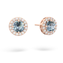 Aquamarine Halo 14K Rose Gold earrings E5320