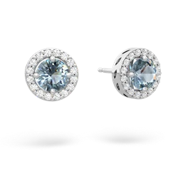 Aquamarine Halo 14K White Gold earrings E5320