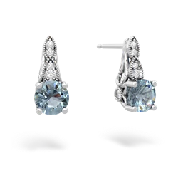 Aquamarine Antique Elegance 14K White Gold earrings E3100