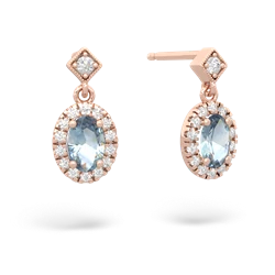 Aquamarine Antique-Style Halo 14K Rose Gold earrings E5720