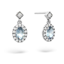 Aquamarine Antique-Style Halo 14K White Gold earrings E5720