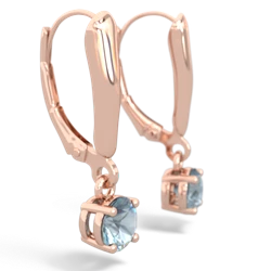 Aquamarine 5Mm Round Lever Back 14K Rose Gold earrings E2785