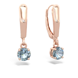 Aquamarine 5Mm Round Lever Back 14K Rose Gold earrings E2785