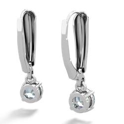 Aquamarine 5Mm Round Lever Back 14K White Gold earrings E2785