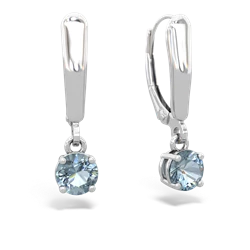 Aquamarine 5Mm Round Lever Back 14K White Gold earrings E2785