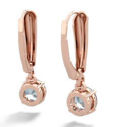 Aquamarine 6Mm  Round Lever Back 14K Rose Gold earrings E2786