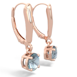 Aquamarine 6Mm  Round Lever Back 14K Rose Gold earrings E2786