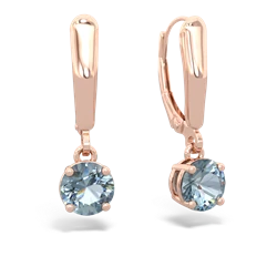 Aquamarine 6Mm  Round Lever Back 14K Rose Gold earrings E2786