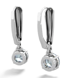 Aquamarine 6Mm  Round Lever Back 14K White Gold earrings E2786