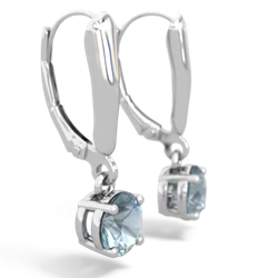 Aquamarine 6Mm  Round Lever Back 14K White Gold earrings E2786