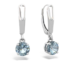 Aquamarine 6Mm  Round Lever Back 14K White Gold earrings E2786