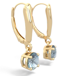 Aquamarine 6Mm  Round Lever Back 14K Yellow Gold earrings E2786