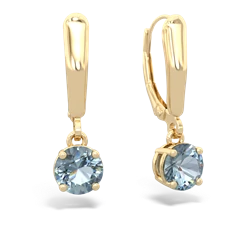 Aquamarine 6Mm  Round Lever Back 14K Yellow Gold earrings E2786