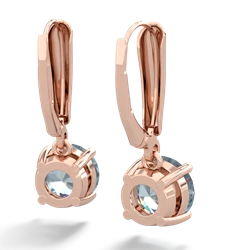 Aquamarine 8Mm  Round Lever Back 14K Rose Gold earrings E2788
