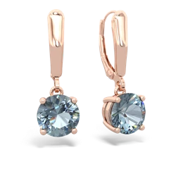 Aquamarine 8Mm Round Lever Back 14K Rose Gold earrings E2788