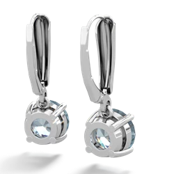 Aquamarine 8Mm Round Lever Back 14K White Gold earrings E2788