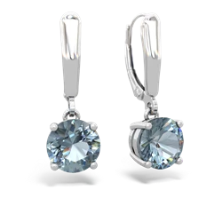 Aquamarine 8Mm Round Lever Back 14K White Gold earrings E2788