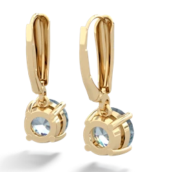 Aquamarine 8Mm Round Lever Back 14K Yellow Gold earrings E2788