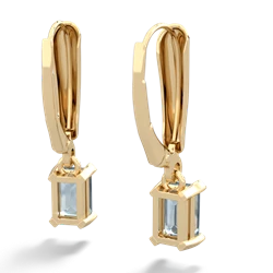 Aquamarine 6X4mm Emerald-Cut Lever Back 14K Yellow Gold earrings E2855
