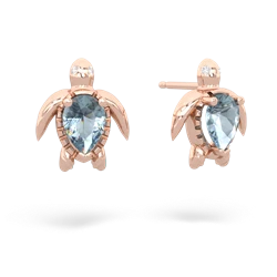 Aquamarine Baby Sea Turtle 14K Rose Gold earrings E5241