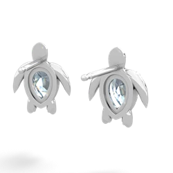 Aquamarine Baby Sea Turtle 14K White Gold earrings E5241