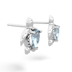 Aquamarine Baby Sea Turtle 14K White Gold earrings E5241