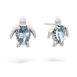 Aquamarine Baby Sea Turtle 14K White Gold earrings E5241