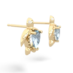 Aquamarine Baby Sea Turtle 14K Yellow Gold earrings E5241