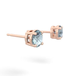 Aquamarine 5Mm Round Stud 14K Rose Gold earrings E1785
