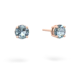 Aquamarine 5Mm Round Stud 14K Rose Gold earrings E1785