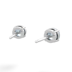 Aquamarine 5Mm Round Stud 14K White Gold earrings E1785